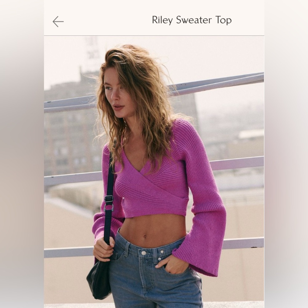 NWT Free People Riley Sweater Top size small in color Springbud ( Pink).